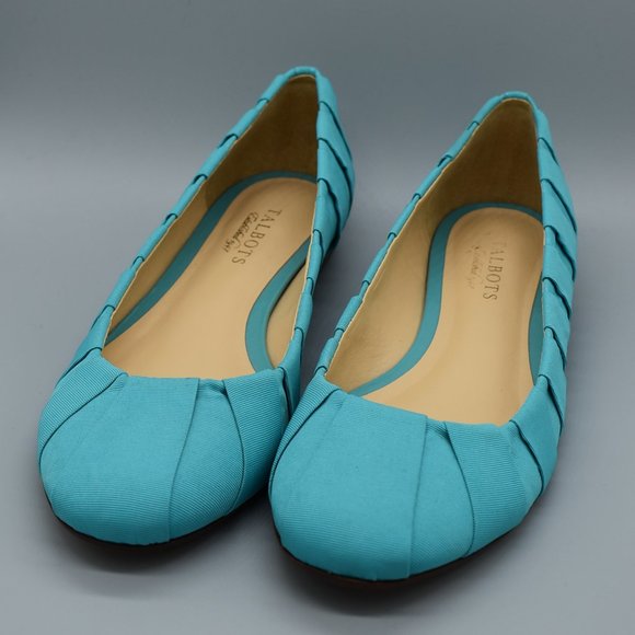 Talbots Patina Blue Pleated Flats Size 9B - Picture 2 of 13